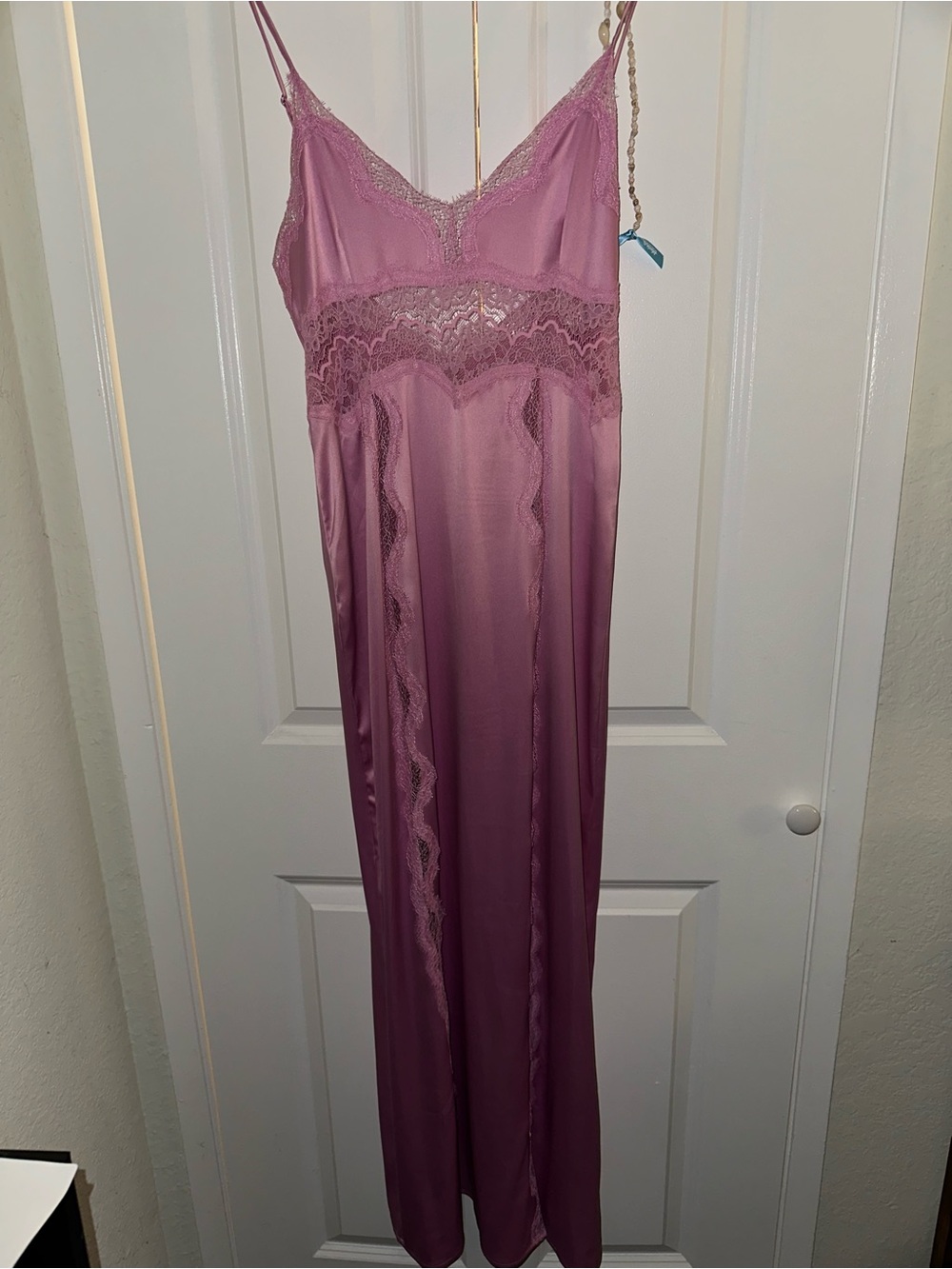Victoria's Secret Pink Lace Trim Satin Slip